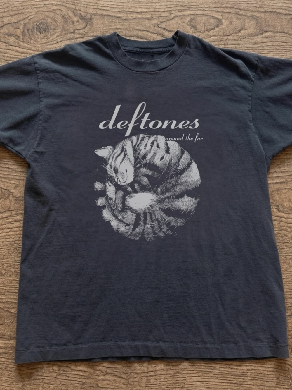Gildan Black Tee with White Cat Graphic - Deftones Design
